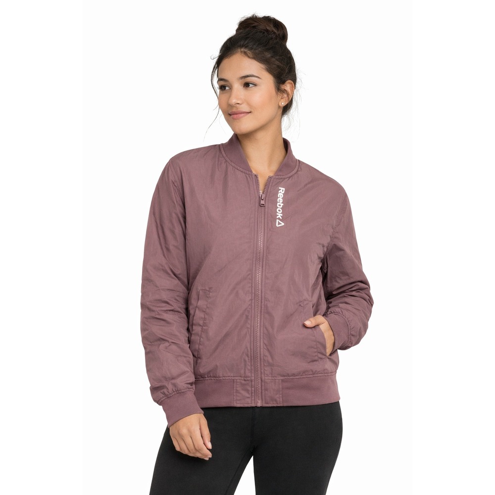 Reebok Women's Bomber Jacket Mauve Zip Front Lightweight‎ Athletic Coat NWT